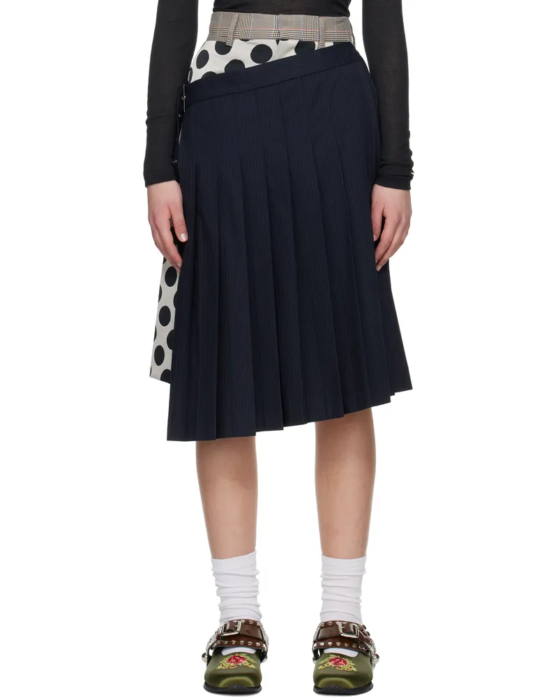Charles Jeffrey Loverboy Navy & Beige Waisted Skort Navy