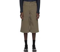 Khaki Washed Denim Shorts