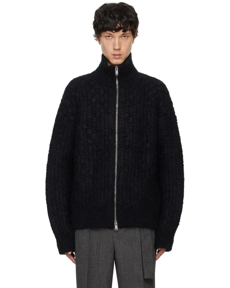 Jil Sander Black Zip-Up Sweater 001