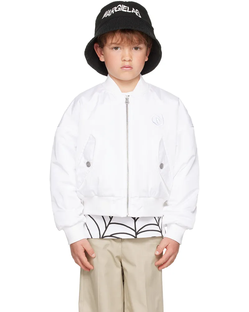 Maison Margiela Kids White Embroidered Bomber Jacket M6100