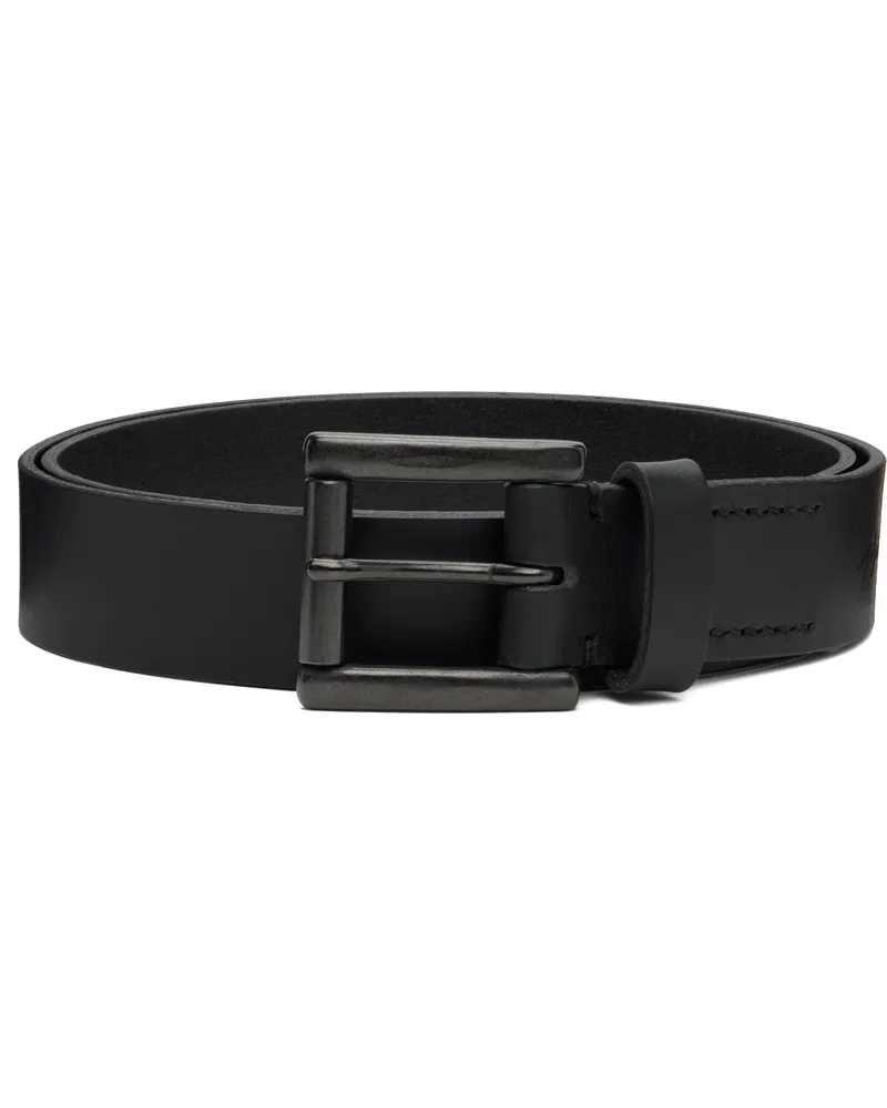 Yohji Yamamoto Black Matt Soft Leather 30mm Plain Belt 1