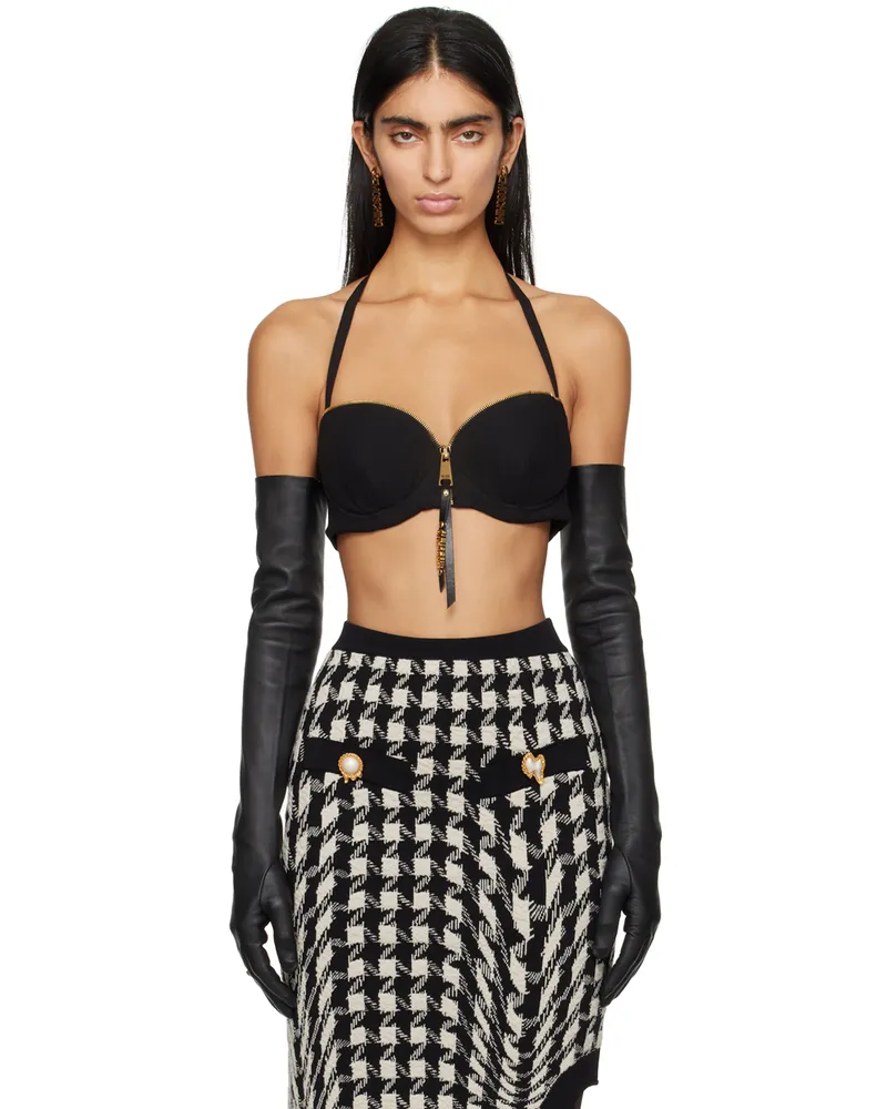Moschino Black Zipper Bra A8555