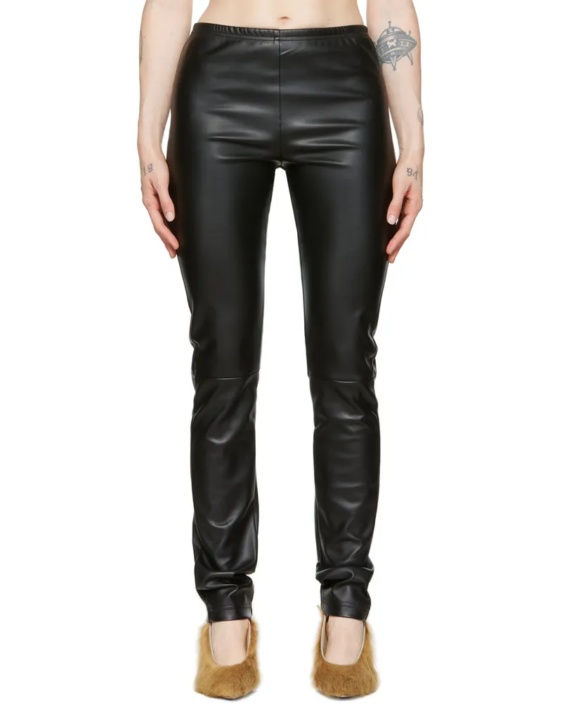 Maison Margiela Black Faux-Leather Leggings 900