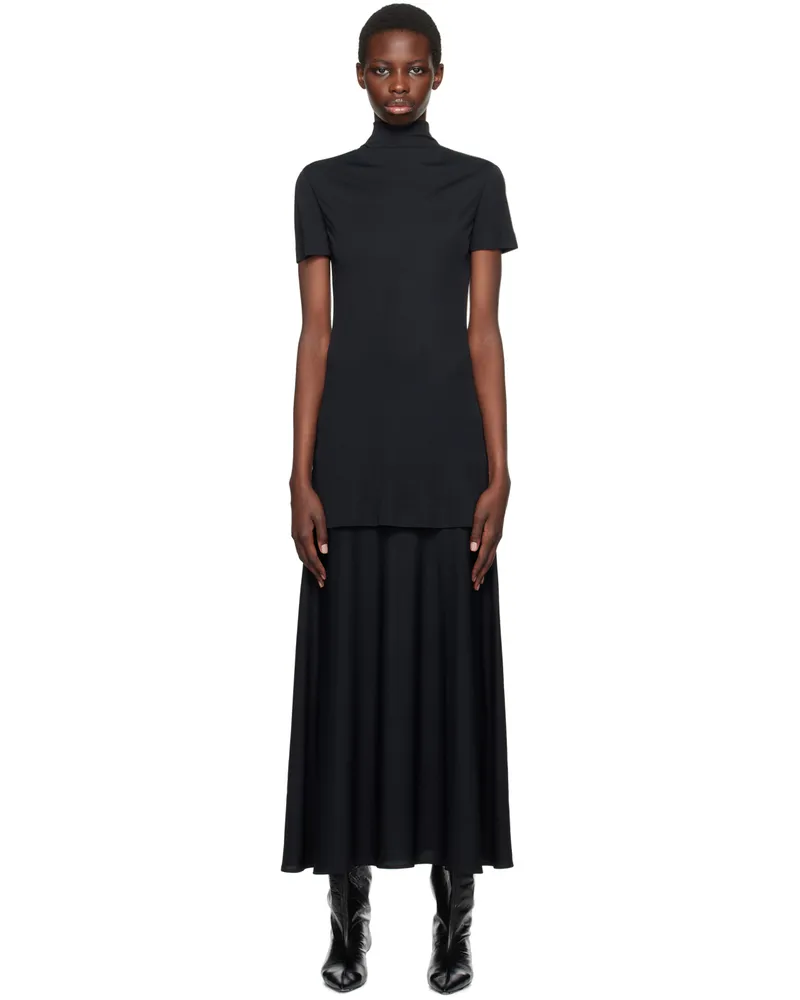 Jil Sander Black Layered Midi Dress 001