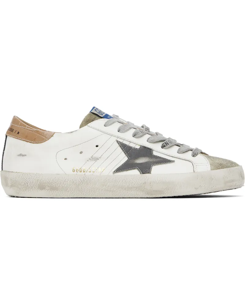 Golden Goose White & Gray Super-Star Sneakers White