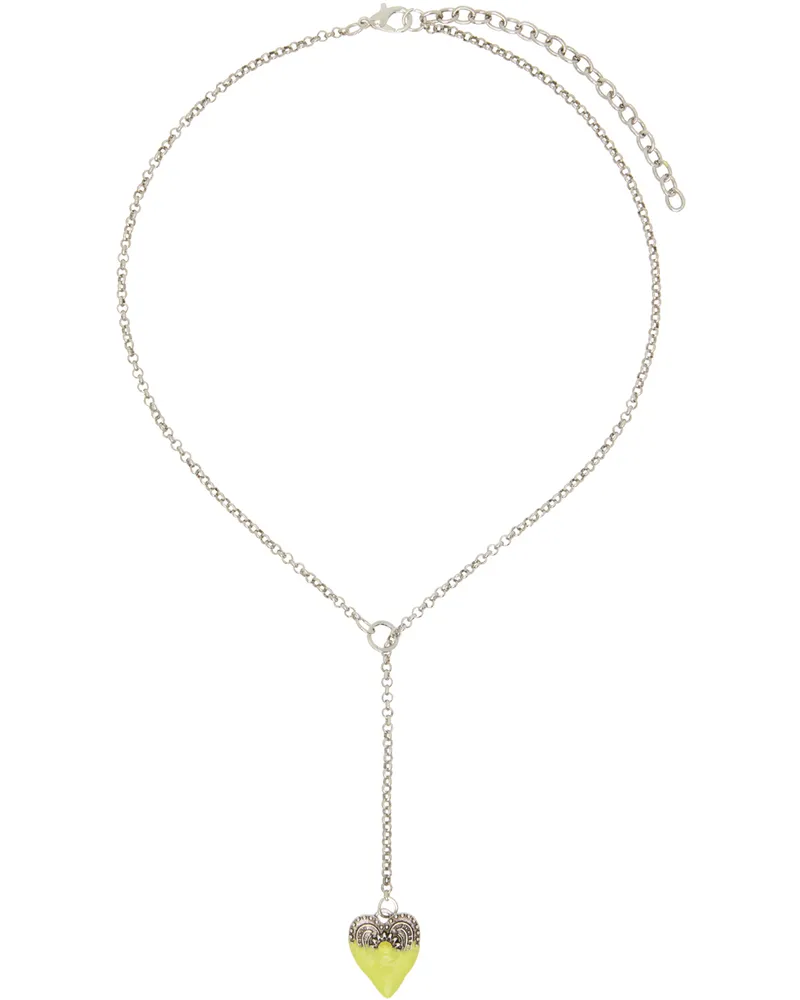 OTTOLINGER Silver & Yellow Dipped Heart Necklace Acid