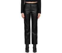 Black Darted Faux-Leather Trousers