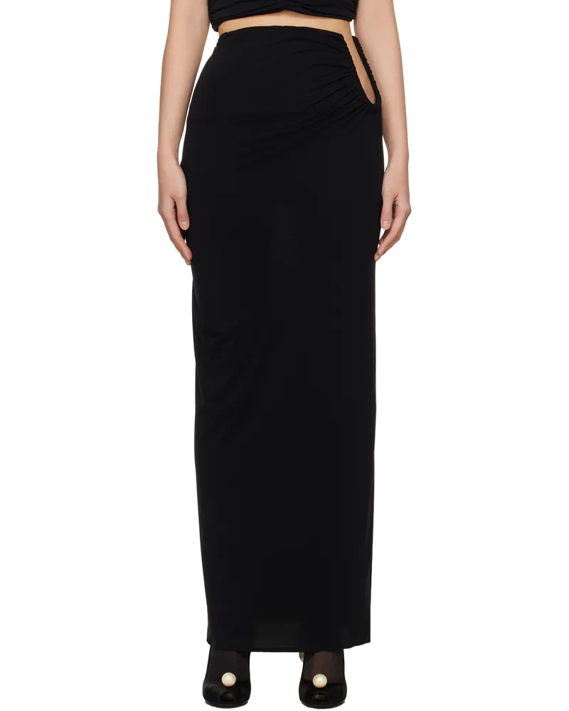 Magda Butrym Black Hip Plunge Maxi Skirt Black