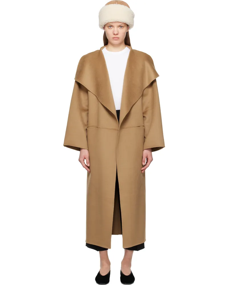 Totême Tan Signature Wool Cashmere Coat Camel