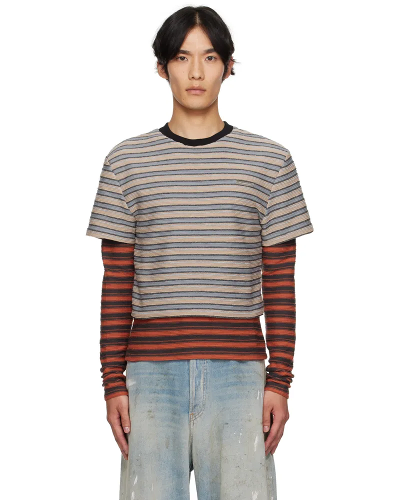Andersson Bell Beige & Orange Stripe LS T-shirt Mul