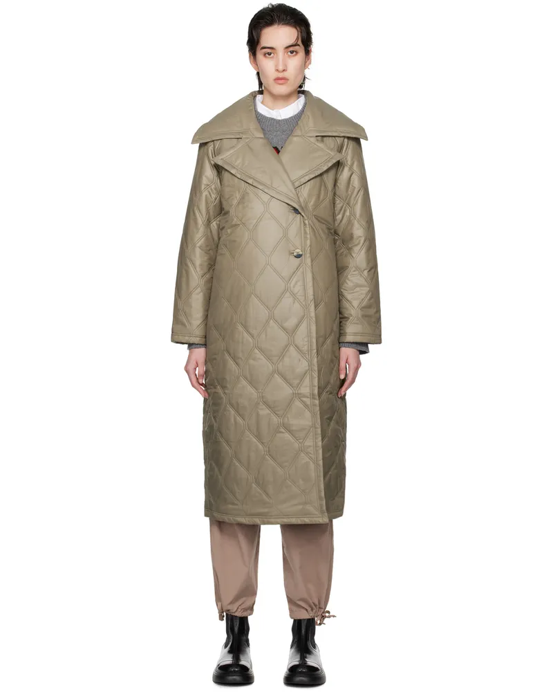 Ganni Brown Quilted Coat 019