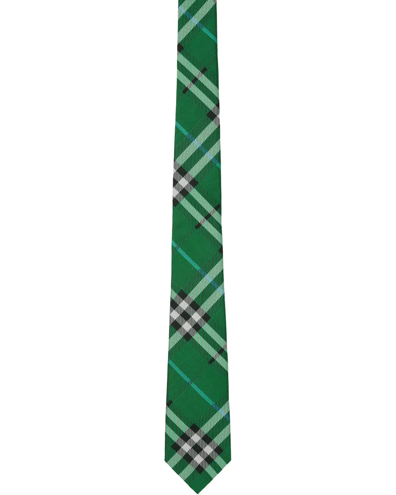 Burberry Green Check Silk Tie Leaf
