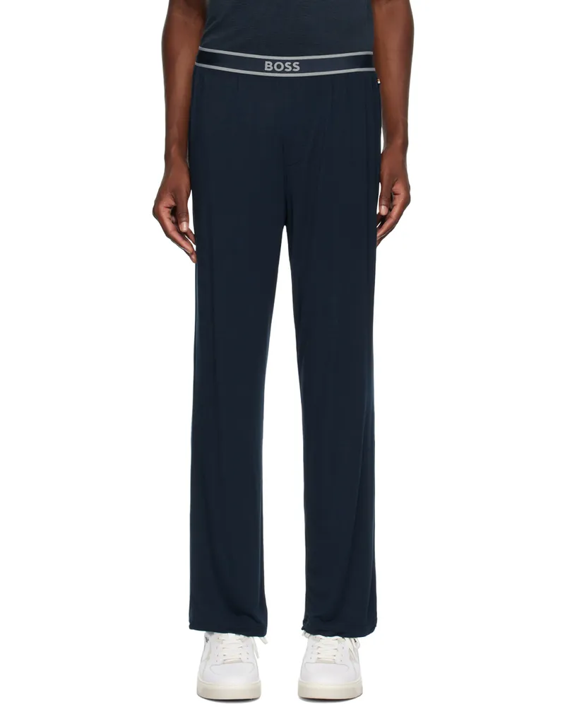 HUGO BOSS Navy Logo Waistband Sweatpants Dark