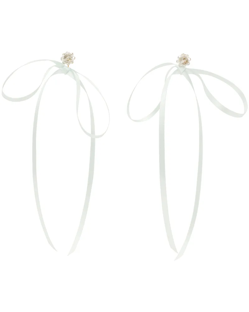 Simone Rocha Blue Bow Ribbon Stud Earrings Duck
