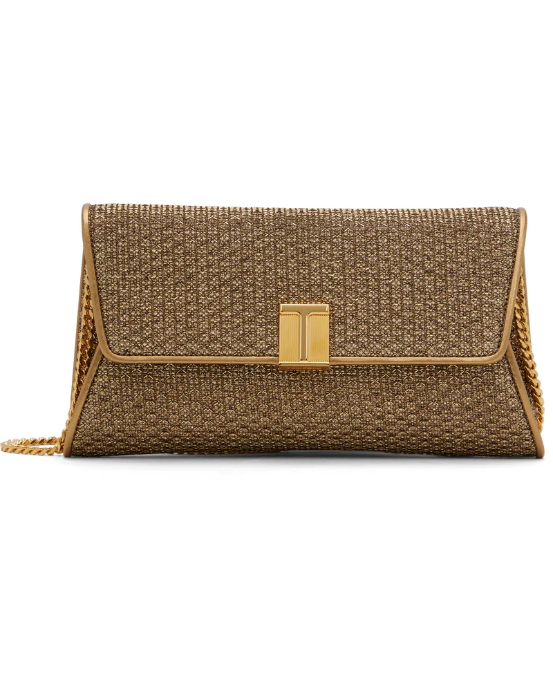 Tom Ford Gold Textured Fabric Nobile Clutch 1y014