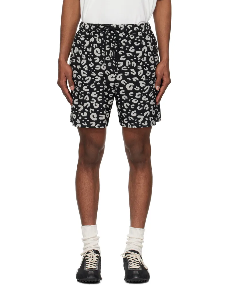 TheSoloIst Black & Gray Leopard Shorts Black