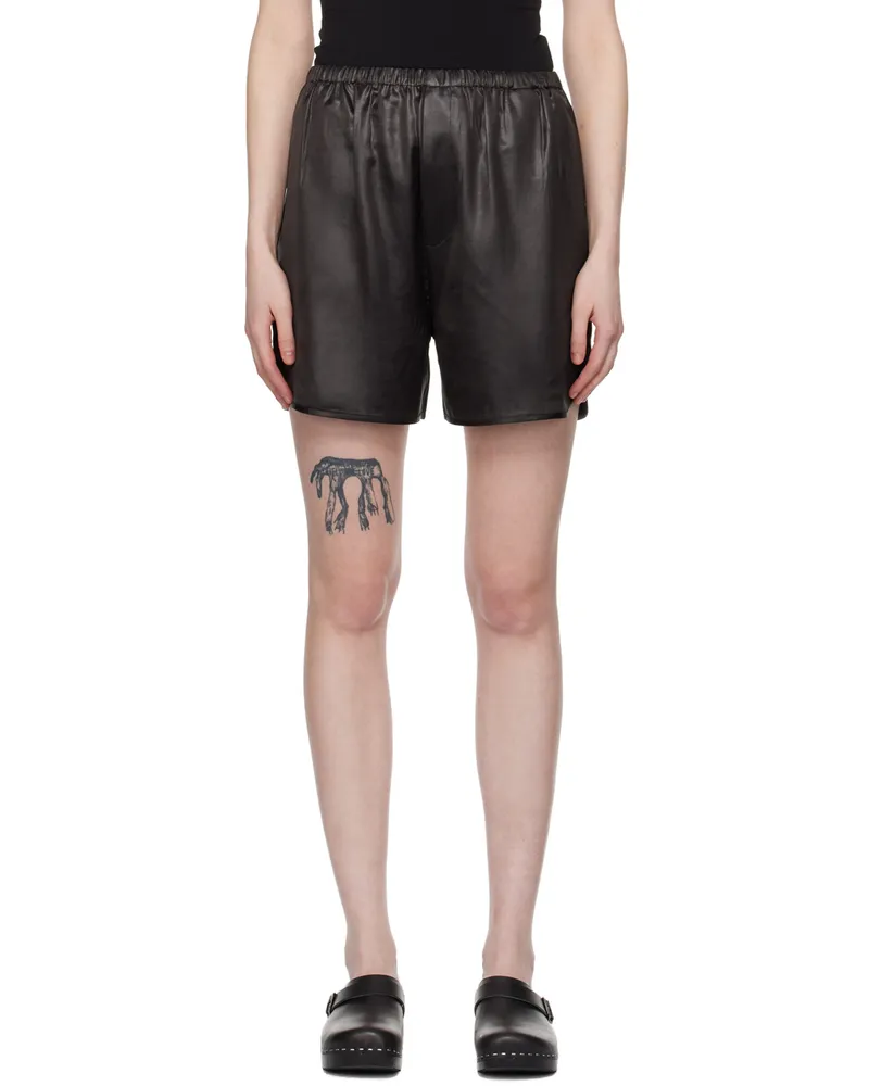 Filippa K Brown Glossy Shorts 8690