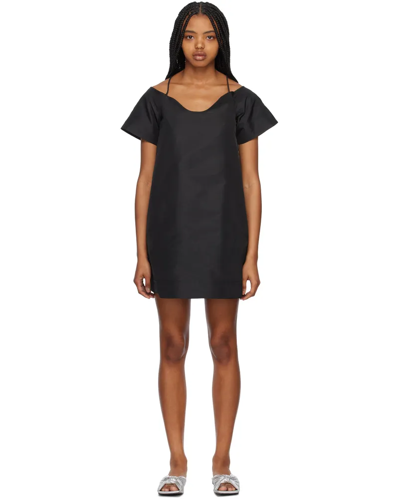 Ganni Black Straight Neck Minidress 099