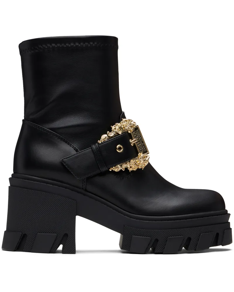 Versace Jeans Black Sophie Baroque Buckle Boots E899