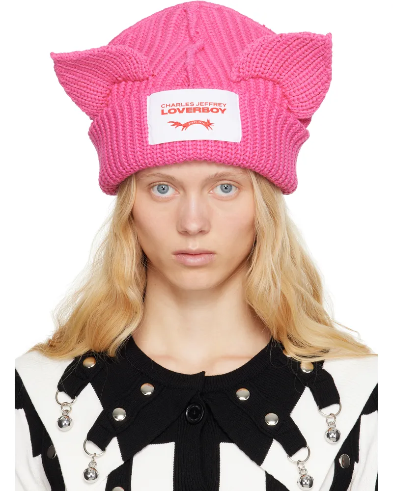 Charles Jeffrey Loverboy Pink Chunky Ears Beanie Pink