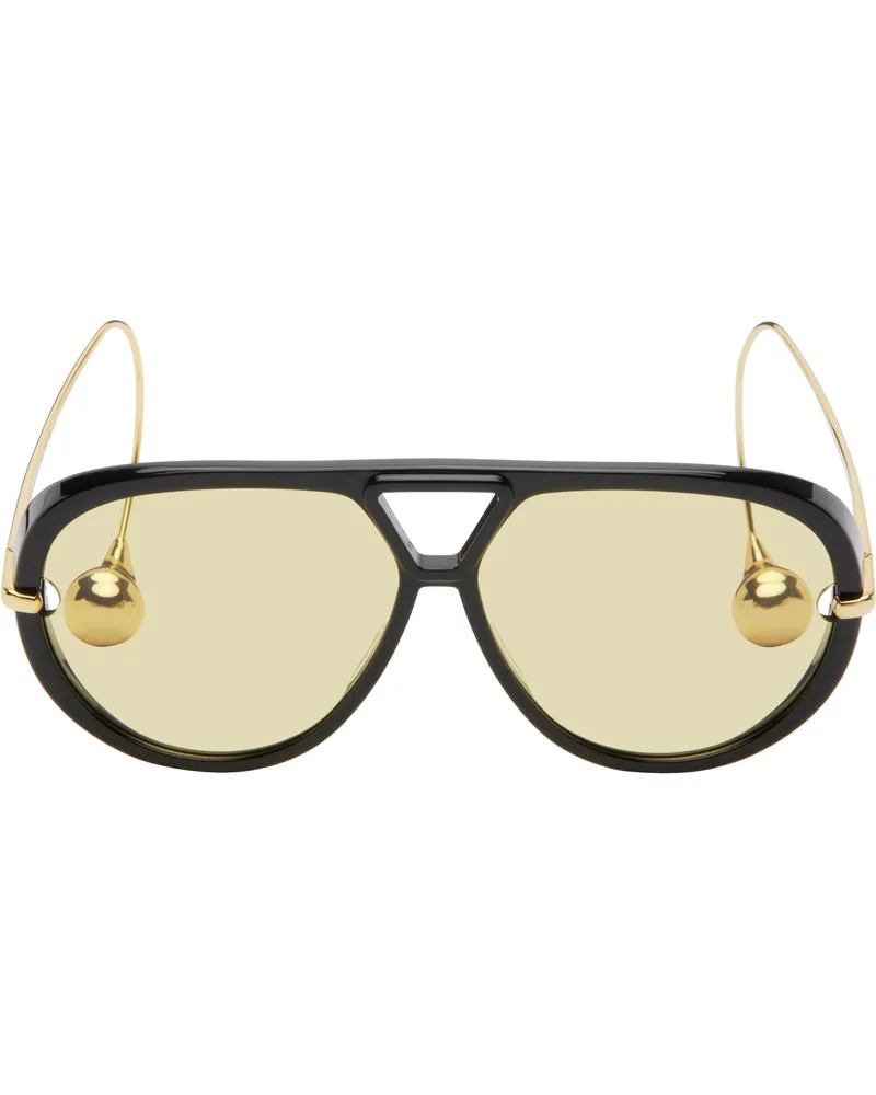 Bottega Veneta Black & Gold Drop Aviator Sunglasses Black-gold-yellow