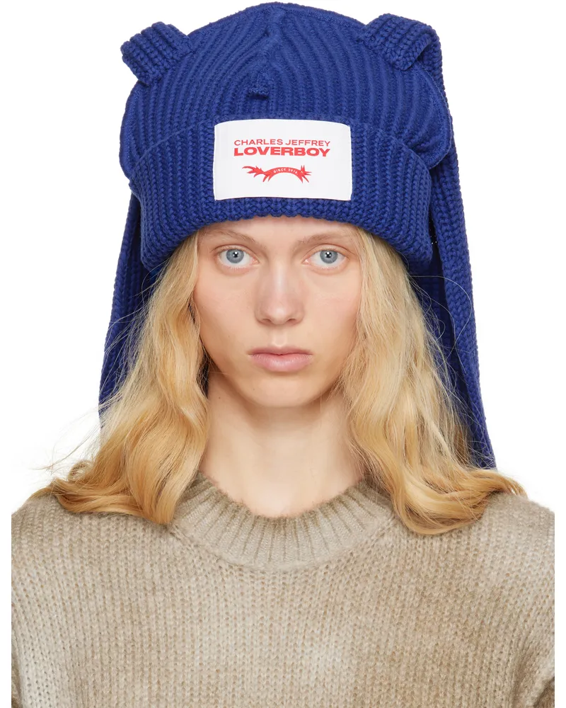 Charles Jeffrey Loverboy Blue Chunky Rabbit Beanie Blue