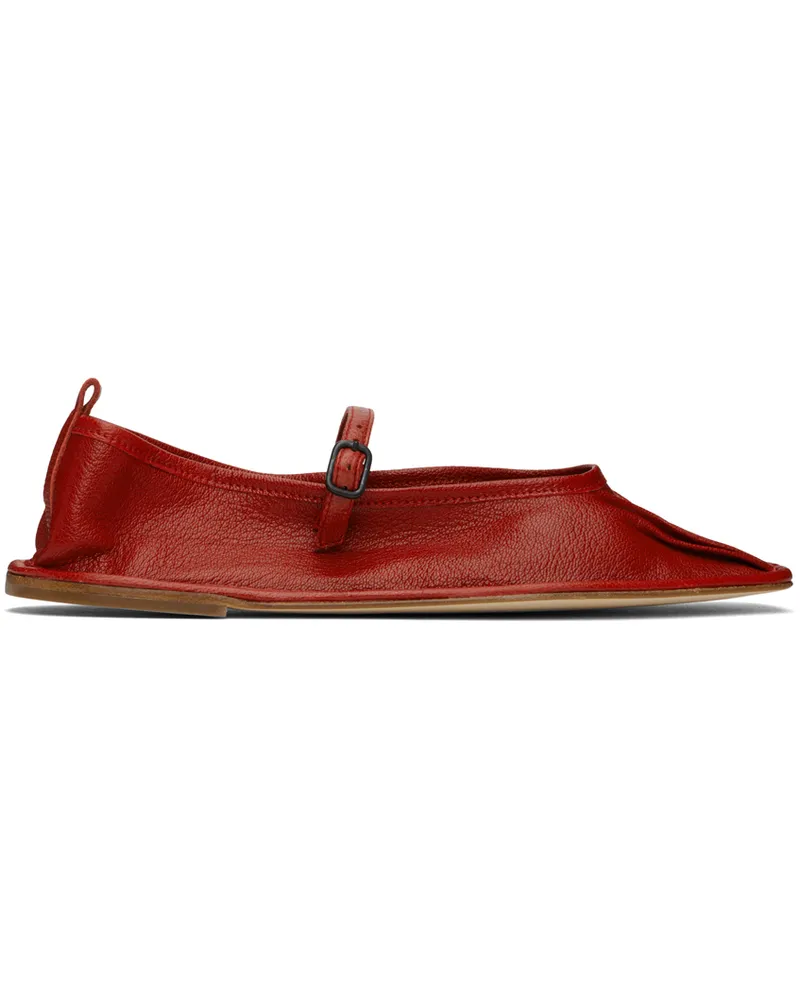 HEREU Red Dansa Supple Shiny Ballerina Flats Chili