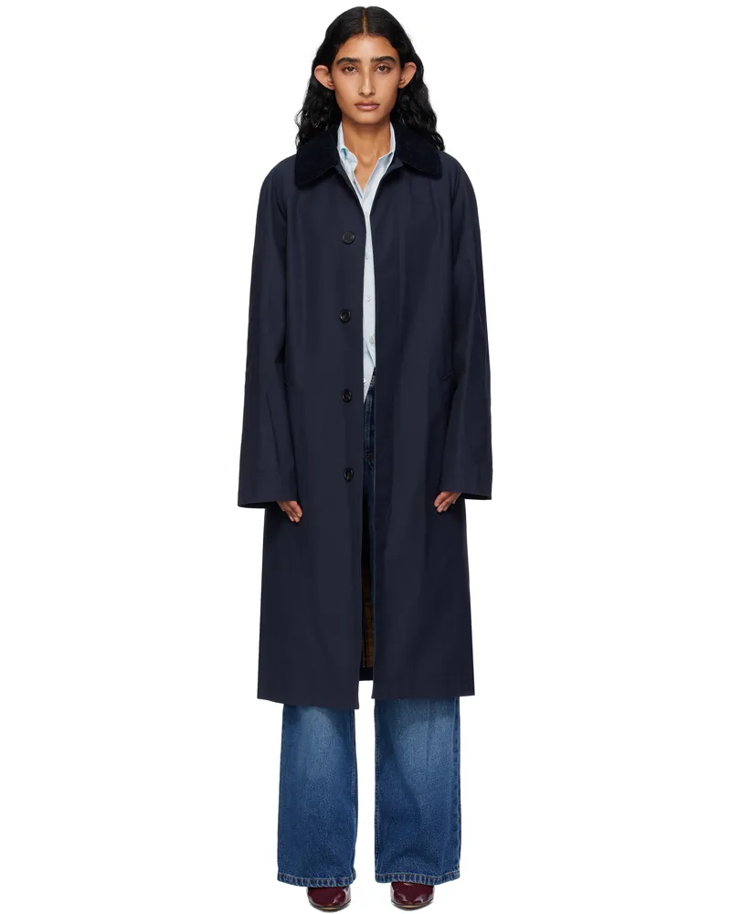 A.P.C. Navy Gaspard Mac Trench Coat Iak