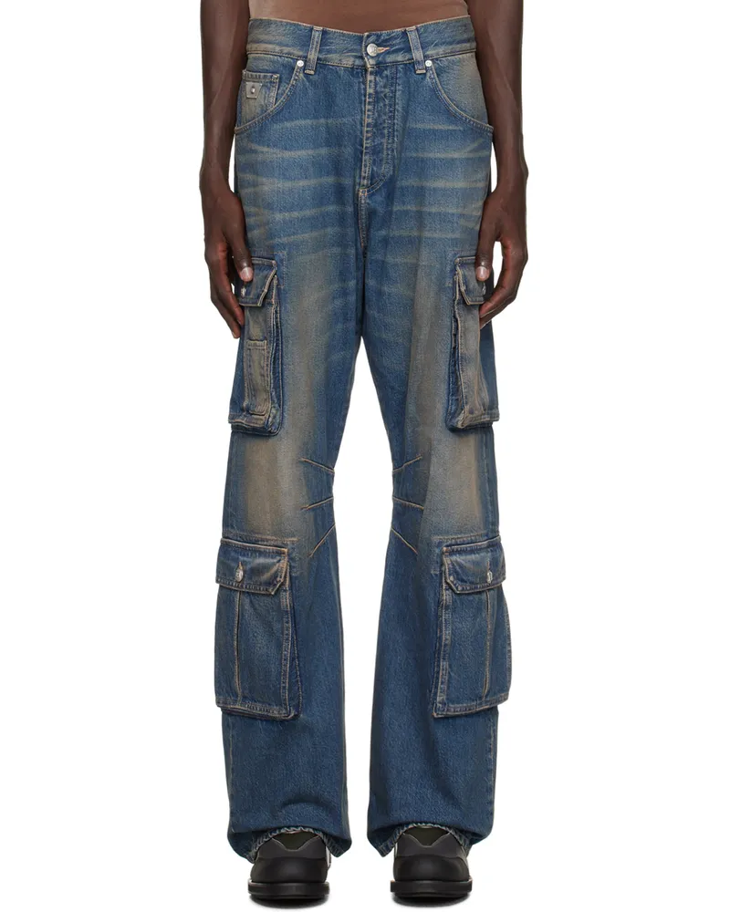 MISBHV Blue Faded Denim Cargo Pants Malibu