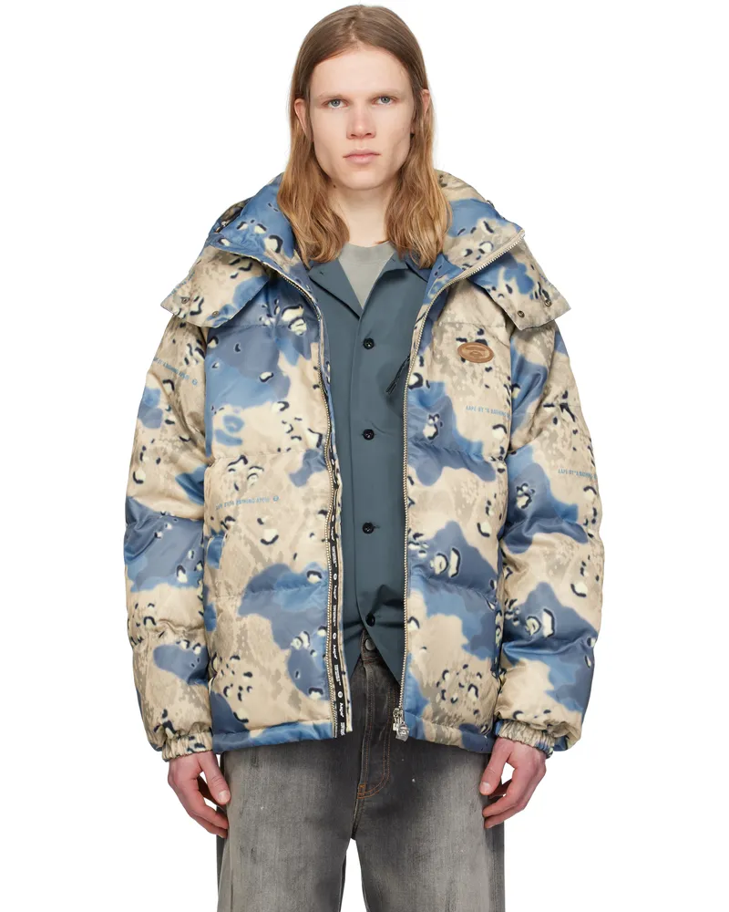 AAPE by A Bathing Ape Beige & Blue Camo 'AAPE' Main Down Jacket Bgk