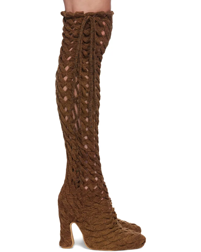 Isa Boulder SSENSE Exclusive Brown Spiralcable Tall Boots Caramel