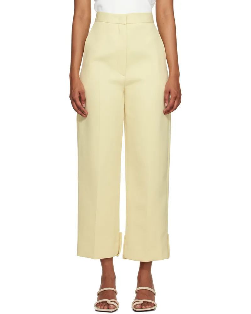 RECTO Yellow Roll-Up Trousers Lemon
