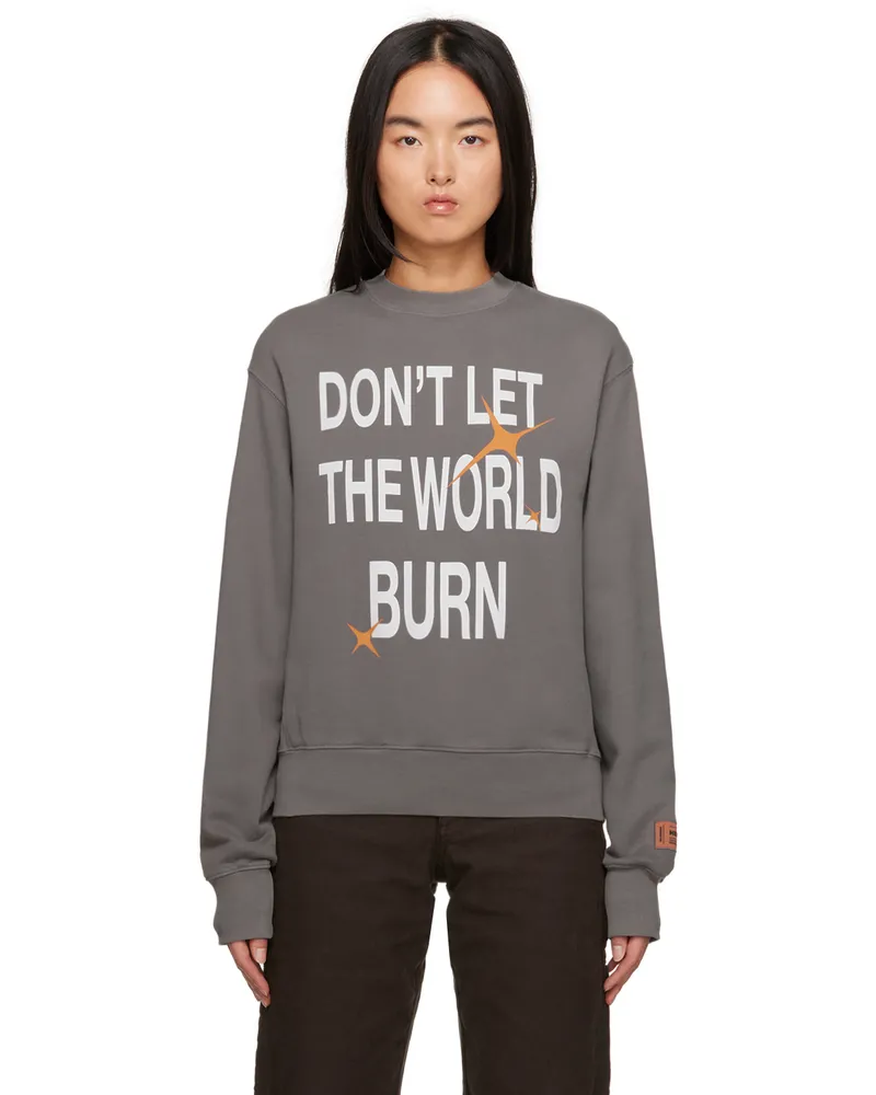 Heron Preston Gray Burn Sweatshirt Grey