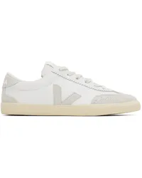 VEJA White & Gray Volley Leather Sneakers Wht