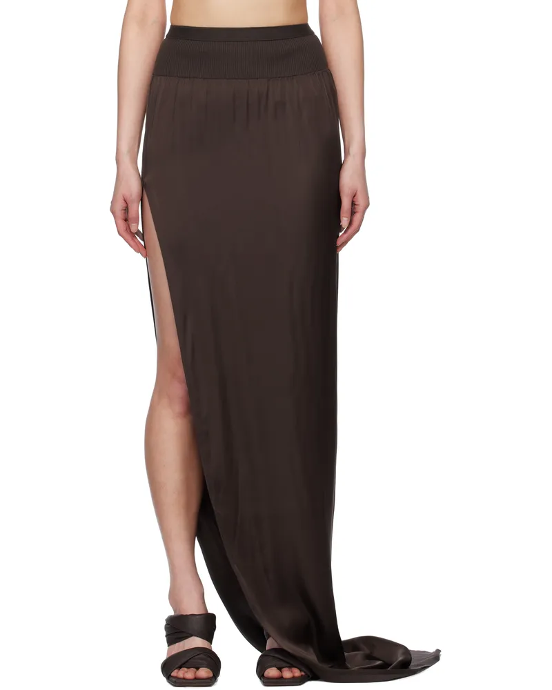 Rick Owens Brown Hollywood Slit Maxi Skirt 14
