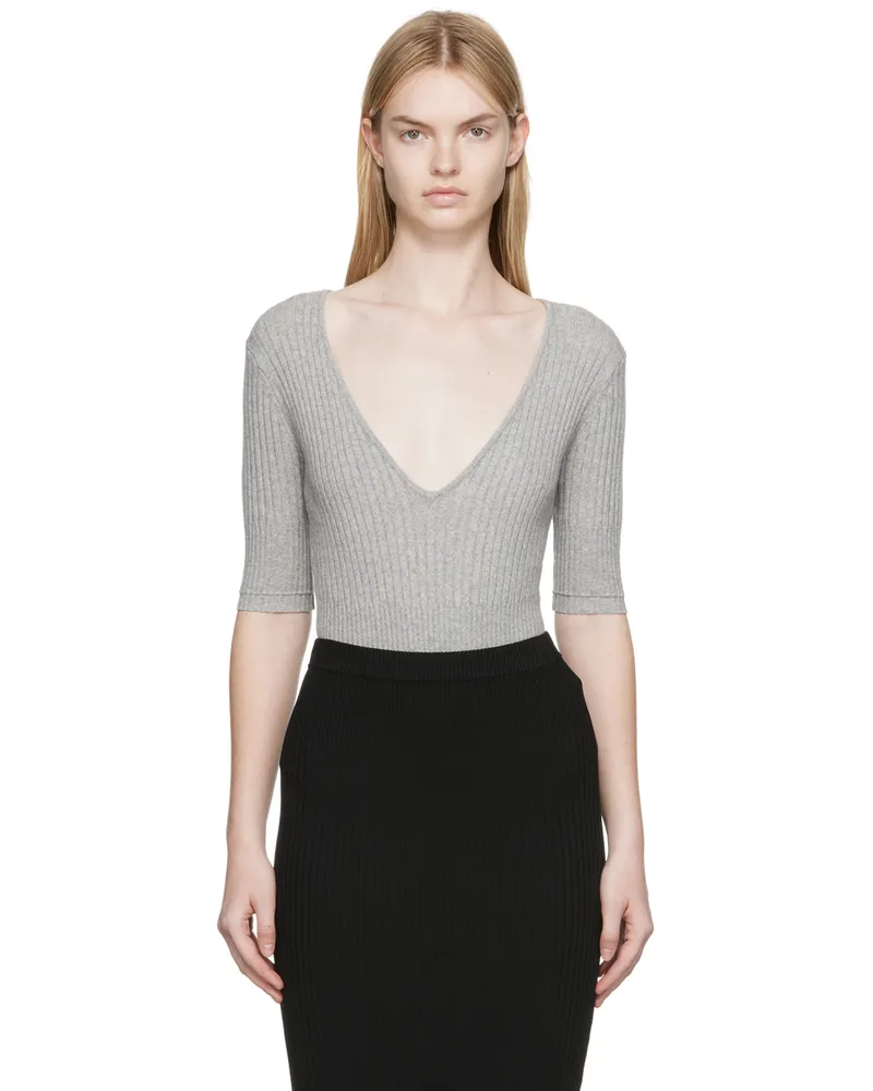 Maria Mcmanus Gray Ribbed Bodysuit Heather