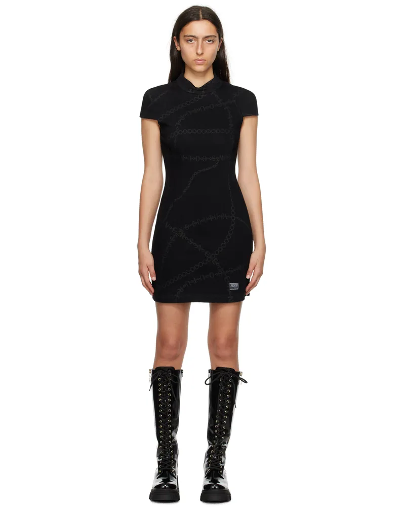 Versace Jeans Black Block Chain Minidress E909