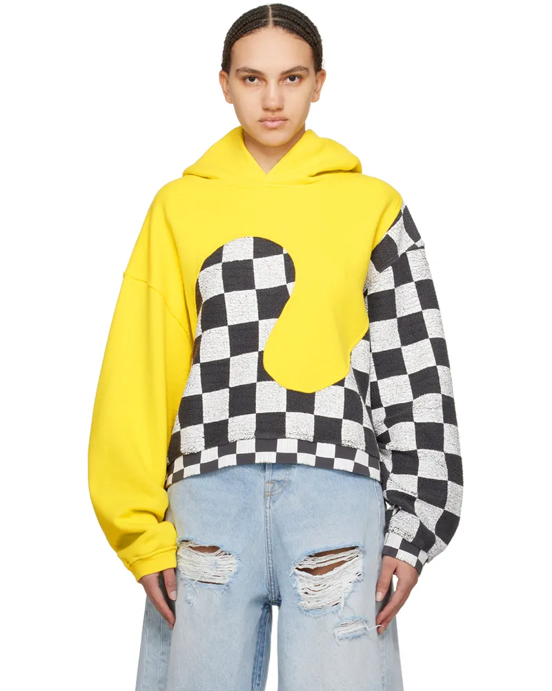 ERL Yellow Paneled Hoodie Yellow
