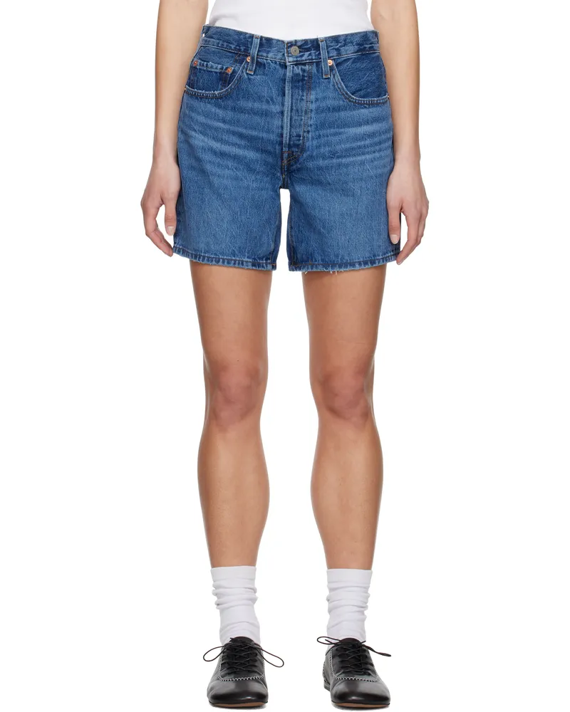 Levi's Blue 501 Mid Thigh Denim Shorts Blue