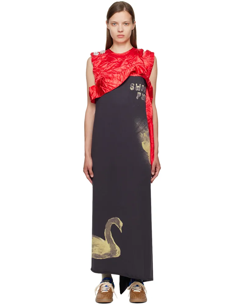 Meryll Rogge Purple & Red Swann Maxi Dress Red