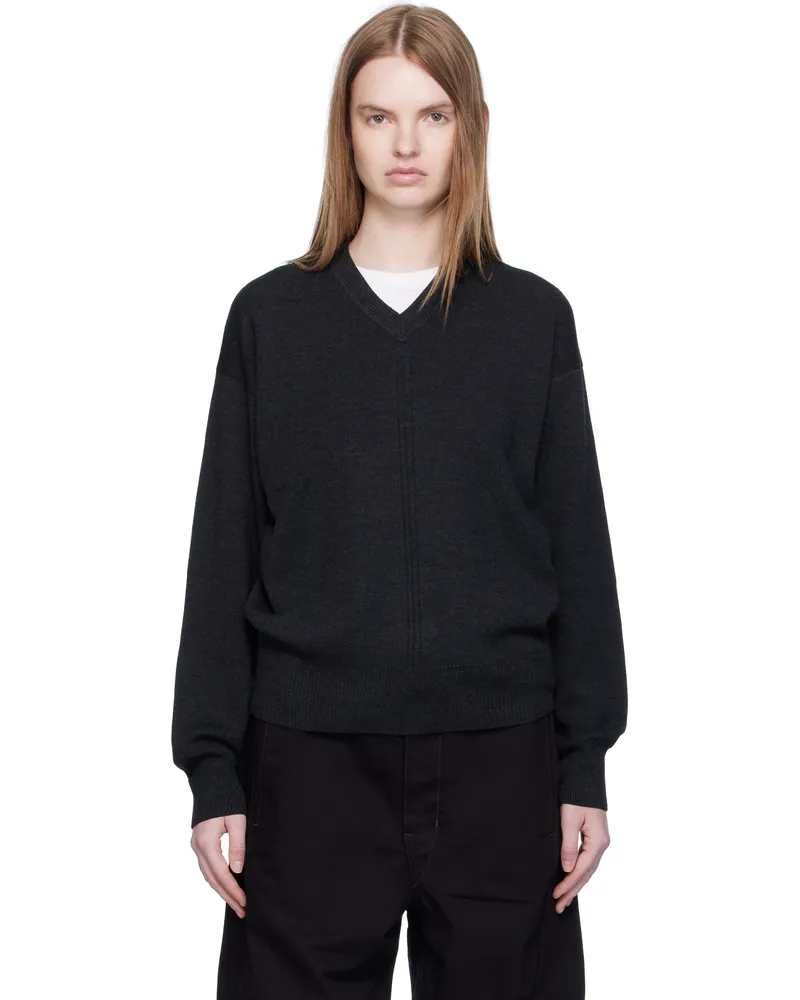 Christophe Lemaire Black V Neck Sweater Bk966