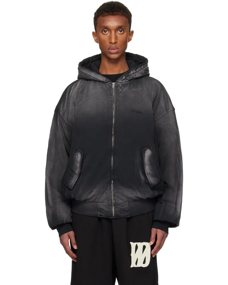 WE 11 DONE Black Bomber Zip-up Hoodie Black