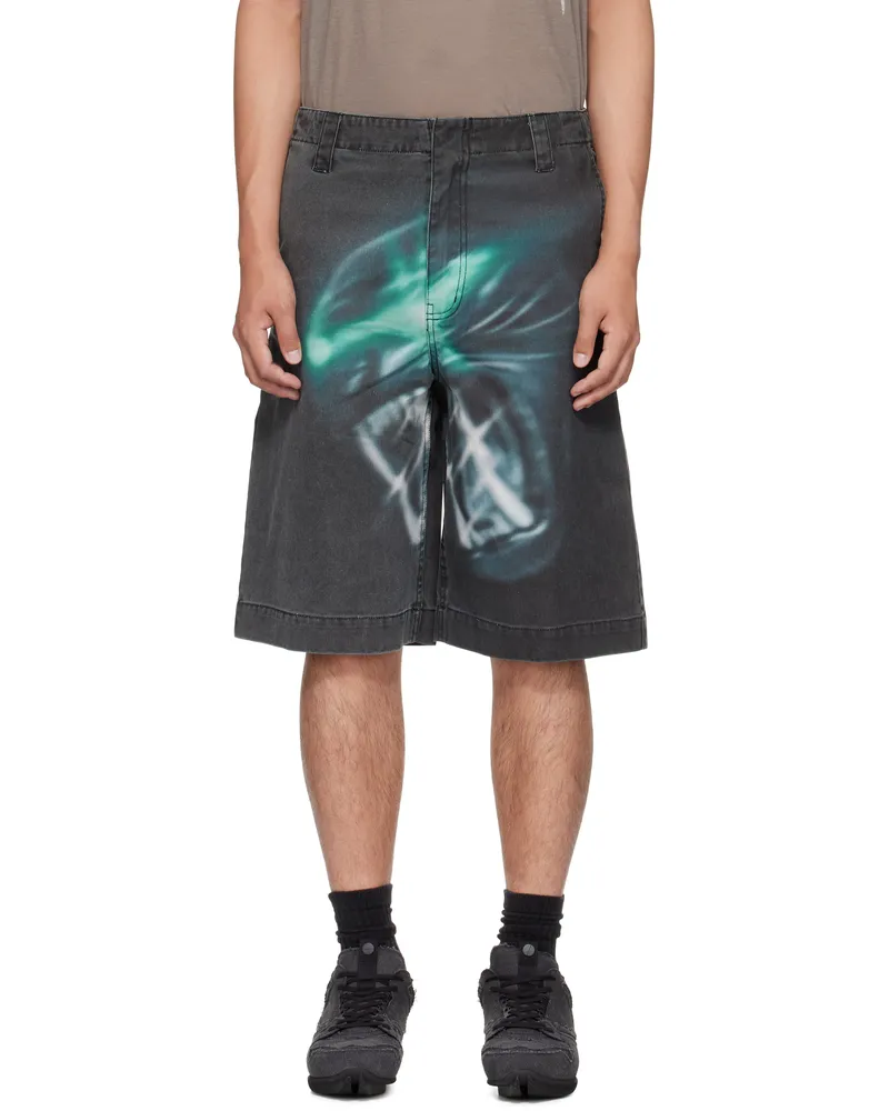 Gerrit Jacob Black Printed Denim Shorts Black