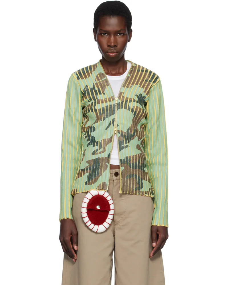 Stanley Raffington Green & Yellow Plated Knit Jacket Camo