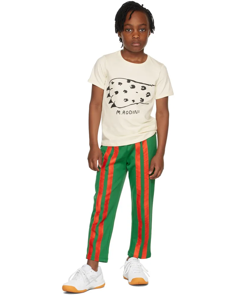 Mini Rodini Kids Green Stripe Track Lounge Pants Green