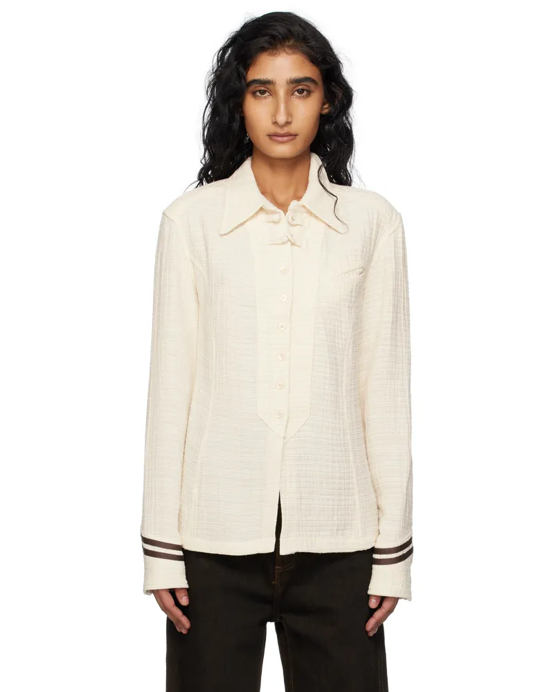 OPEN YY Beige Sailor Cuffs Shirt Cream