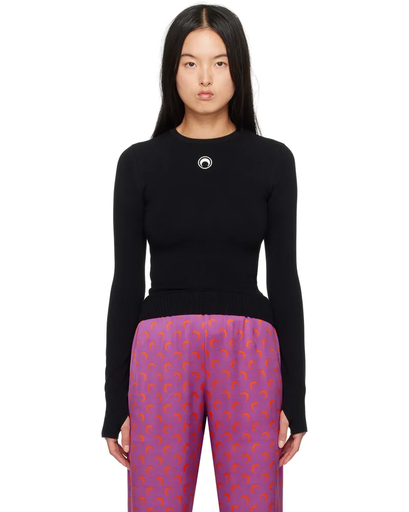 Marine Serre Black Moon Logo Fitted Sweater Bk99