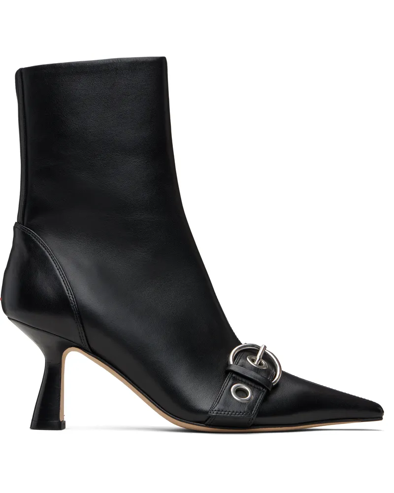 aeyde Black Halima Eyelet Pointed Boots Black