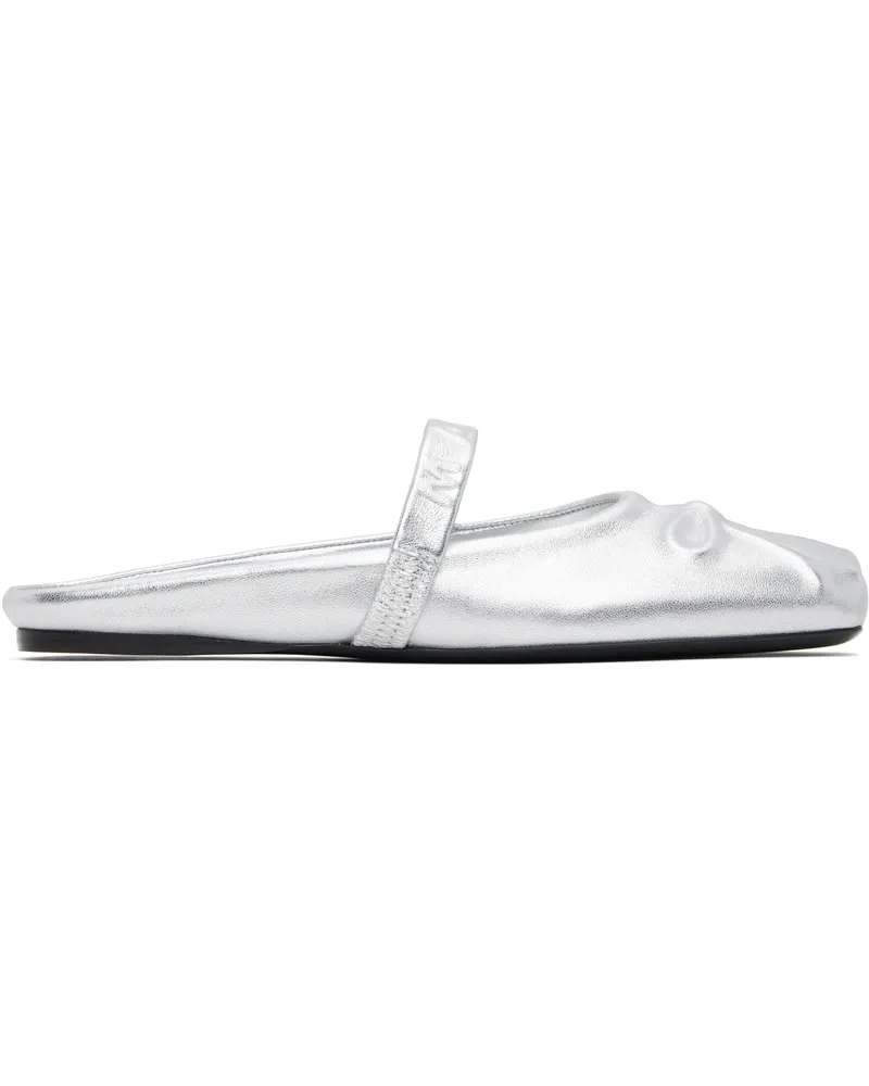 Marni Silver Leather Little Bow Sabot Slippers 00n20