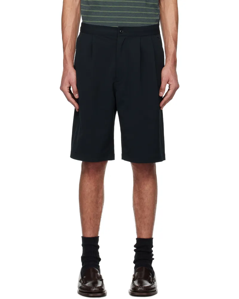 nanamica Black Double Pleats Shorts Black